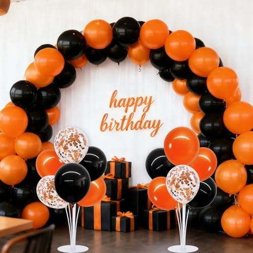 TONIFUL 4 Set Black Orange Balloons Stand Balloon Centerpiece for Table - Image 6