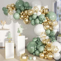 MEBAY Sage Green White Gold Balloon Garland Arch Kit, 146Pcs Latex Balloons Different Sizes 18 12 10 5 Inch for Birthday Baby Shower Gender Reveal Wedding Party Decoration by MEBAY