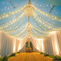 Sage Green Ceiling Drapes with Lights String for Weddings, 6 Panels 5ftx30ft Sheer Tulle Backdrop Photo Background Drapes for Wedding Ceremony Birthday Party Arch Decoration by WishCare