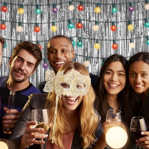 5 Pack 3.28ft x 6.56ft Silver Metallic Tinsel Foil Fringe Curtains, Photo Booth Backdrop Party Decorations for Birthday Wedding Engagement Baby Shower Graduation Bachelorette New Years - Image 5