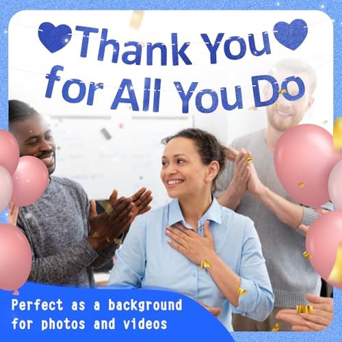 Thank You Banner Appreciation Banner for Appreciation Decorations Teacher Thanks Volunteer Events Office School Organization Thank You Parties (Blue) - Image 7