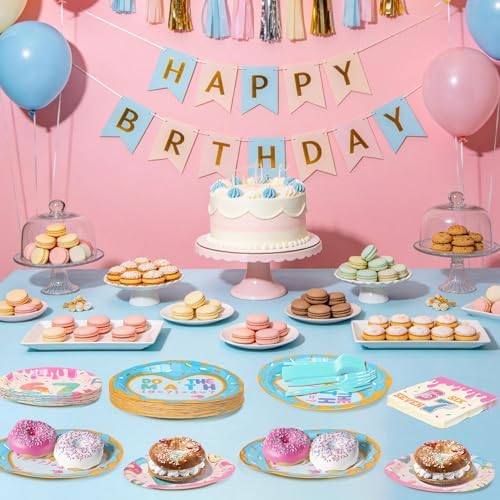 GaofanWai Ice Cream Drip 7 Tableware - 24 Pack Desert Donut Disposable Paper Plate Napkin Fork Six Seven Themed Birthday Party Tableware for Kids, Funny 6 7 Meme Party Decoration for Girl, 24 Guests - Image 4