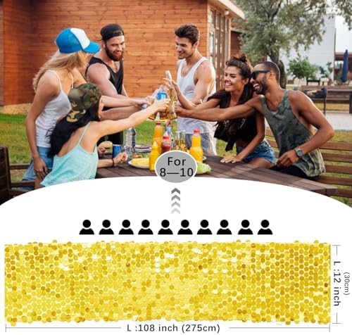 VHH Sequin Table Runner 12 x 108 inches Yellow Table Runner, Glitter Runner for Party Wedding Birthday, Party Spring Easter Rustic, Birthday Supplies Decorations (3 Pack). - Image 4