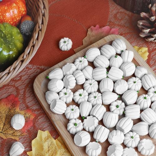 winemana 80Pcs Mini Pumpkins for Crafts, Fall Decorations for Home, White - Image 2