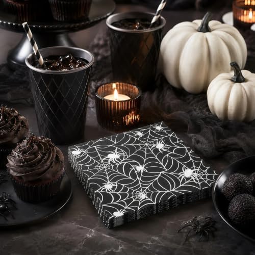Halloween Napkins, 50 Count 2-Ply Spider Web Paper Napkins - Image 7