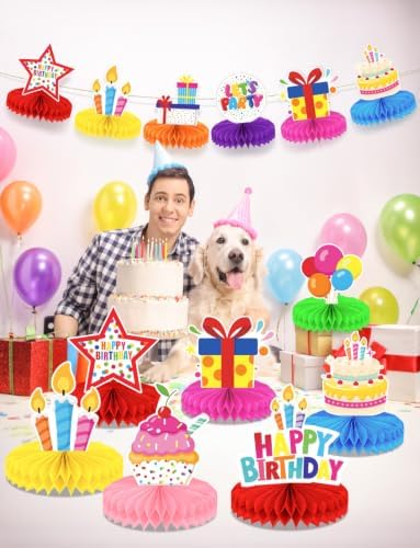 Birthday Table Decorations, 9 Pcs Colorful Birthday Centerpieces for Tables - Image 2