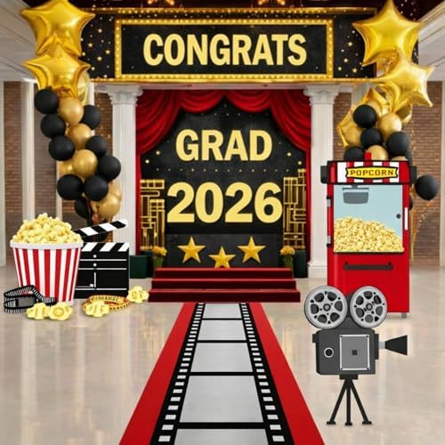 Honoson 4 Pcs Large 30" Movie Night Party Decoration Cardboard Cutouts Film Popcorn Clapperboard Lifesize Stand-ups for Awards Red Carpet Birthday Photo Backdrop Props Supplies - Image 5