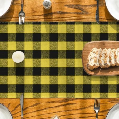Artoid Mode Yellow and Black Buffalo Check Summer Table Runner 13x72 Inch - Image 7