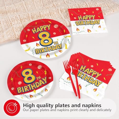 Grencian 96Pcs Happy 8th Birthday Party Supplies Serves 24 - Image 3