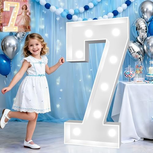 Pooqla 3 FT Marquee Numbers, Light Up Number 7 7th Birthday Decorations by Pooqla