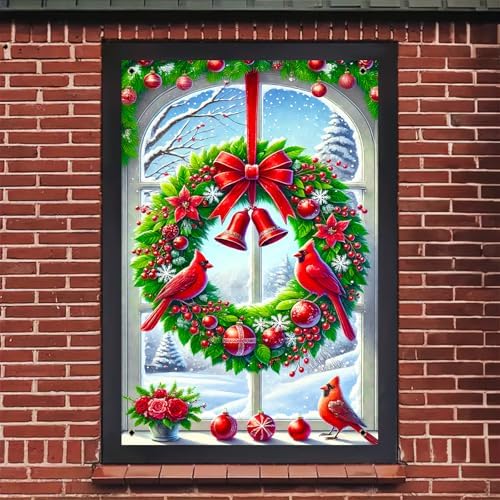 BlissYard Xmas Window Cover Banner Decor 32x47 Inch Fabric - Image 5