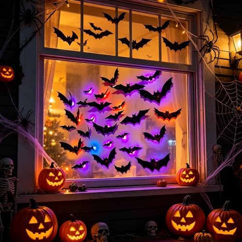 DR.DUDU 36 Pack Halloween Bats Wall Decor Halloween Decorations Indoor - Image 6
