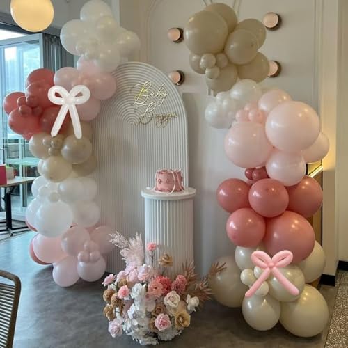 Pink White Balloon Arch Bow Coquette Birthday Decoration Bridal Baby Shower - Image 6