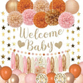 Amandir Orange Pink Fall Baby Shower Decorations Welcome Baby Banner by Amandir