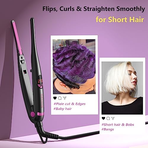 ORYNNE Small Flat Irons for Short Hair, 5s Ultra Fast Heat Up Pencil Flat Iron, Negative Ions Mini Flat Iron for Edges, 3/10'' Travel Mini Hair Straightener with Digital Temp Control, Easy to Use - Image 2