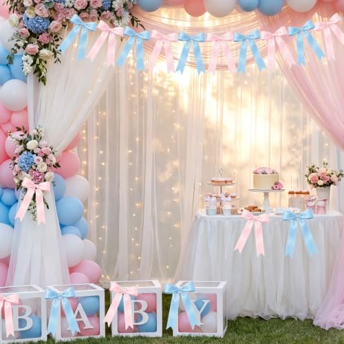 2 Strings Pink and Blue Bow Garland Banner, Gender Reveal Decorations - Image 3