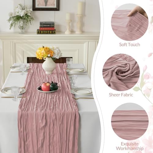 6 Pack Pink Cheesecloth Table Runner 35"×120" Gauze Fabric Table Runner - Image 6