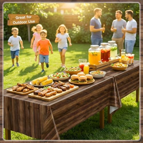 300FT x 54IN Wood Grain Plastic Tablecloth Roll with Slide Cutter Box - Image 6
