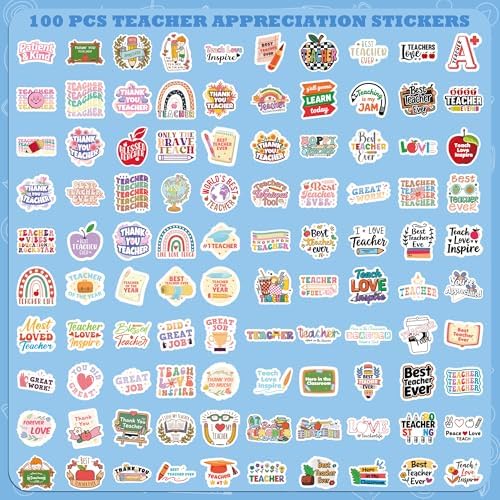 Teacher Appreciation Gifts – 100 PCS Funny Teacher Stickers | Teacher Appreciation Decorations - Teacher Must Haves Supplies Stuff Essentials Games Toys Gifts for School Classroom Students - Image 2