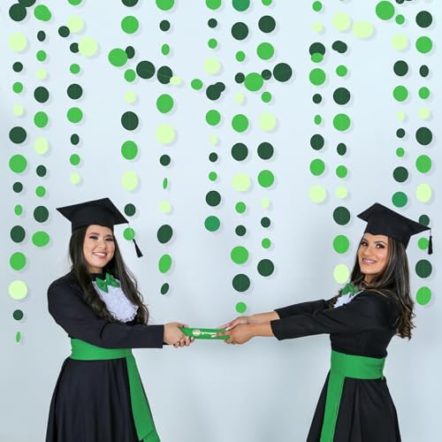 Green Party Decorations Ombre Green Circle Dots Garland Hanging Paper Polka Dot Streamer for Birthday Wedding Bridal Shower Summer Spring Easter St Patrick’s Day Golf Tea Party Supplies - Image 6