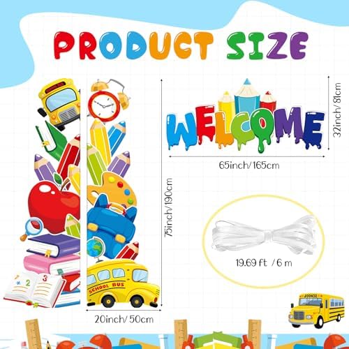 Peryiter 3 Pcs Back to School Door Decorations Welcome Classroom Banner - Image 2