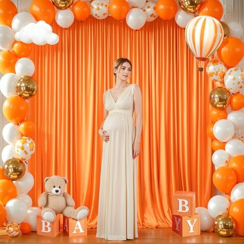8x10FT Orange Backdrop Curtains for Wedding Parties, Wrinkle Free Polyester Photography Backdrop Drape Cloths for Halloween Birthday Baby Shower Stage Background Stand Decorations 4x10ft,2 Panels - Image 7