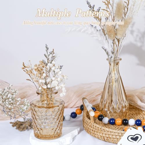 UPBUD Amber Gold Glass Bud Vases Set of 5, Small Vases for Flowers - Image 4
