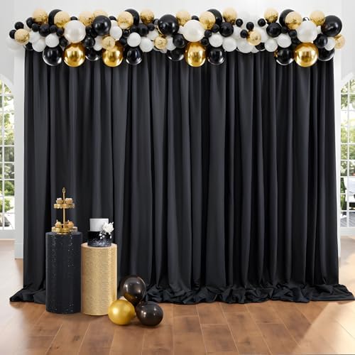 50 ft x 10 ft Thick Black Backdrop Curtain for Parties, 10 Panels Black Polyester Wedding Backdrop Drapes for Birthday Photography Background Party Backdrop Home Decorations - Image 2
