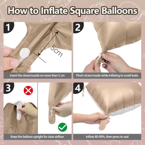 NISOCY 25PCS Coffee and Sand White Square Foil Balloons Wall Backdrop - Image 3
