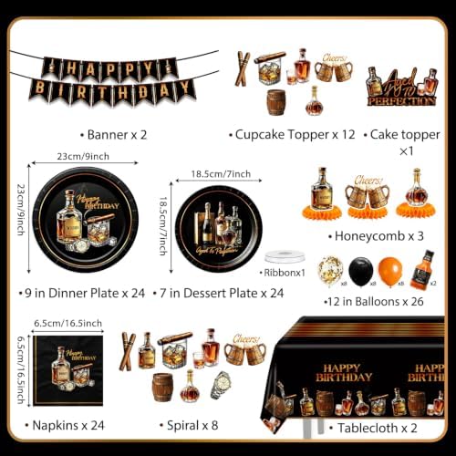 126Pcs Aged to Perfection men Birthday Paper Plates Napkins Party Supplies - Image 2