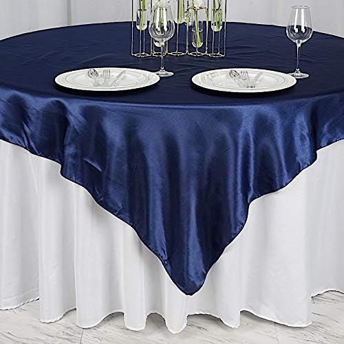 BalsaCircle 10 pcs 72x72 inch Navy Blue Square Tablecloth Satin Fabric Overlays Linens | Table Cloths Cover for Wedding Party Banquet Reception Events Decoration Kitchen Dining Events Kitchen Dining - Image 3