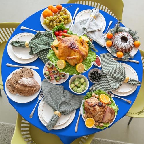 16 Pack Blue Plastic Tablecloth for Round Tables, Premium Decorative Blue Disposable Table Cloths for Parties, Bulk Round Party Table Cover for Birthday Wedding Anniversary Graduation, 84 Inch - Image 4