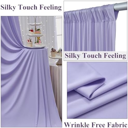 40ft x 10ft Wrinkle Free Lavender Backdrop Curtains for Parties, 8 Panels 5x10ft Polyester Purple Backdrop Drapes for Wedding Party Background Birthday Decoration - Image 2