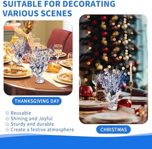 6 Pack Metallic Foil Spary Centerpieces for Tables, Silver Navy Blue Centerpieces for Tables Decorations, Star Brust Table Centerpieces for Birthday Graduation Wedding Baby Shower Party - Image 6