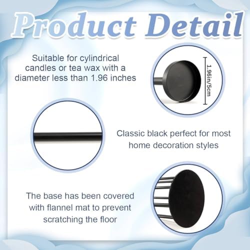 Set of 10 Black Floor Candle Holders, 9 Arm Candelabra - Image 3