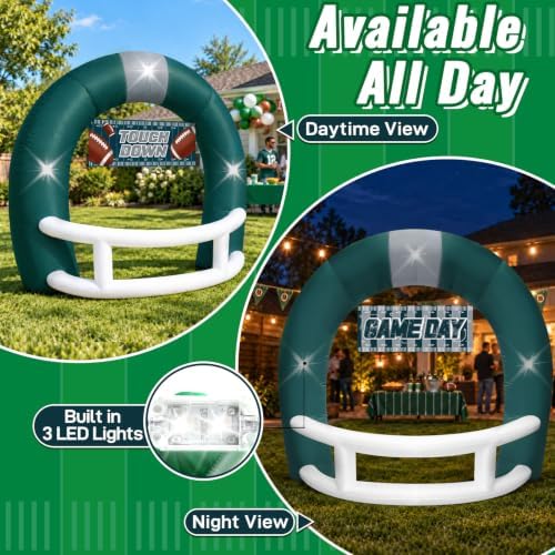 8FT Green White Inflatable Football Helmet Arch with LED Lights - Image 4
