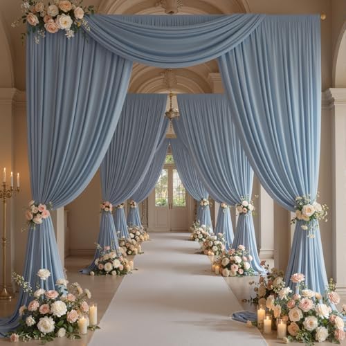 50ftx10ft Wrinkle Free Dusty Blue Backdrop Curtains for Parties, 10 Panels 5x10ft Silky Polyester Photo Backdrop Drapes Back Drop Cloth Drapery for Wedding Birthday Photography Background - Image 7