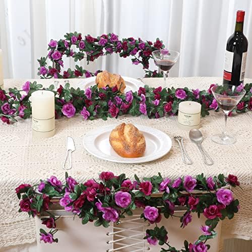 5 Pcs 41Ft Flower Garland Rose Vines, Purple Floral Garland Flower Vines - Image 4