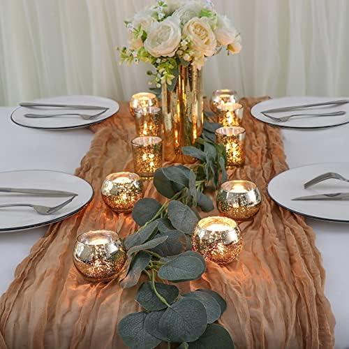 24 Pcs Assorted Gold Votive Candle Holders, Mercury Glass Tea Lights Holder - Image 3