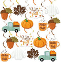 20Pcs Fall Party Hanging Decorations, Autumn Hello Fall Party Decorations, Pumpkin Leaf Truck Cutouts Thanksgiving Ornaments for Fall Party Decor Thanksgiving Party Supplies by FHzytg