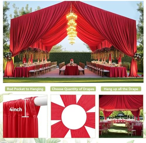 50ftx40ft Red Ceiling Curtain for Christmas Parties - Image 4