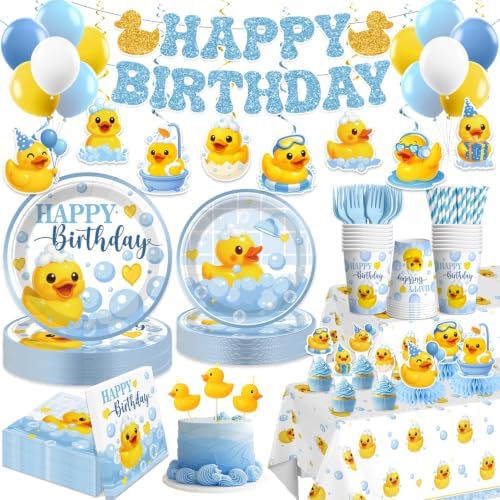Xynic 218PCS Duck Birthday Decorations, Rubber Duck Party Set Serves 25 by Unknown