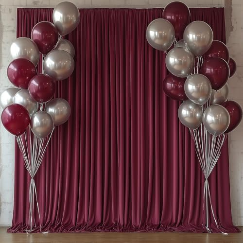 30x10FT Burgundy Backdrop Curtains for Wedding Parties, Wrinkle Free Photo Backdrop Curtains for Wedding Birthday Party Baby Shower, Fabric Drape with Rod Pockets 5ft x 10ft, 6 Panels by Unknown