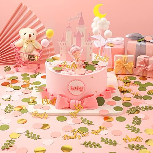 Minatee 400 Pcs Baby Shower Confetti Decorations Table Confetti Dots Gender Reveal Wedding Decor(Bright Color,Greenery Style) - Image 3