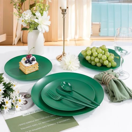 EjonirInjonir 150pcs Heavy Duty Green Disposable Plates for Camping Matte - Image 5
