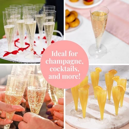 Prestee Disposable Champagne Flutes, 4.5 oz Plastic Champagne Glasses - Image 6