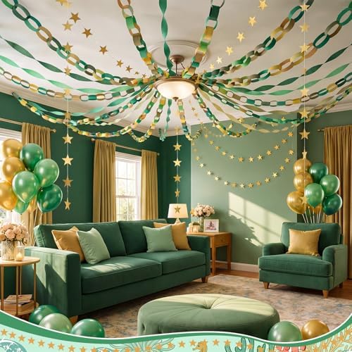 Frienda Paper Chain Strips Streamers Garland Set,Green,Colorful - Image 5