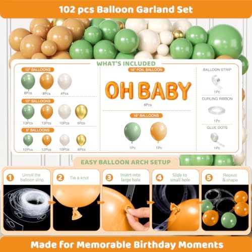 Little Pumpkin Baby Shower Decorations, 329Pcs Green And Orange - Image 4