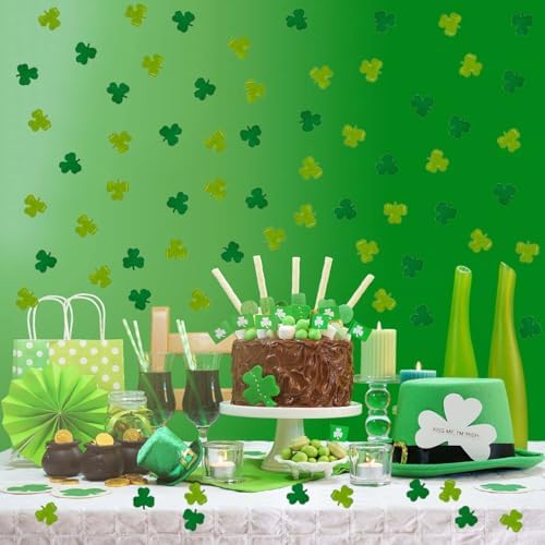 Shamrock Confetti St.Patrick's Day Lucky Clover Shamrock Shape Table Scatters Confetti for Irish Decorations St.Patrick's Day Party Sets - Image 7