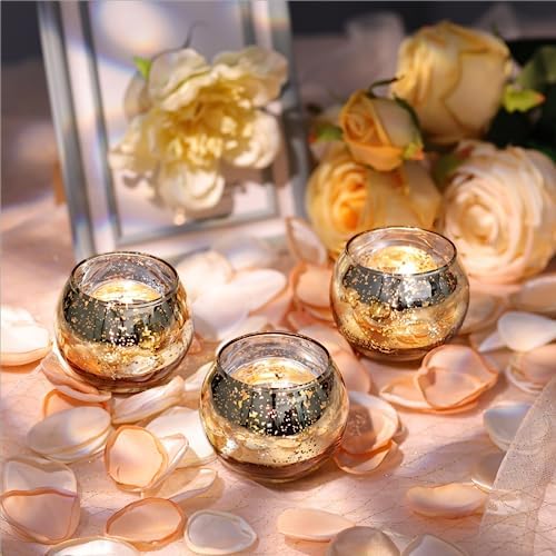 LETINE Gold Mercury Glass Votive Candle Holders - Set of 36 | Elegant Gold Tealight Candle Holders for Table Centerpieces, Weddings, Rehearsal Dinners, Halloween & Thanksgiving Decorations Indoor - Image 4
